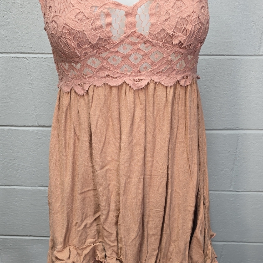 Elegant Pink Free People Lace Dress - Picture 4 of 10